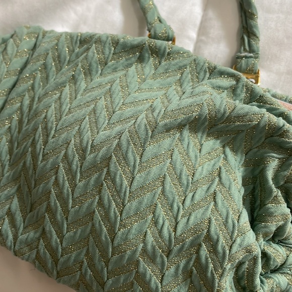 PQ SWIM Bathing suit top halter bandeau mint green and gold EUC - Picture 7 of 8